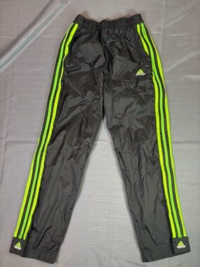Adidas Y2K Zip-Off Track Pants Black Neon Green Convertible Windbreaker Mens